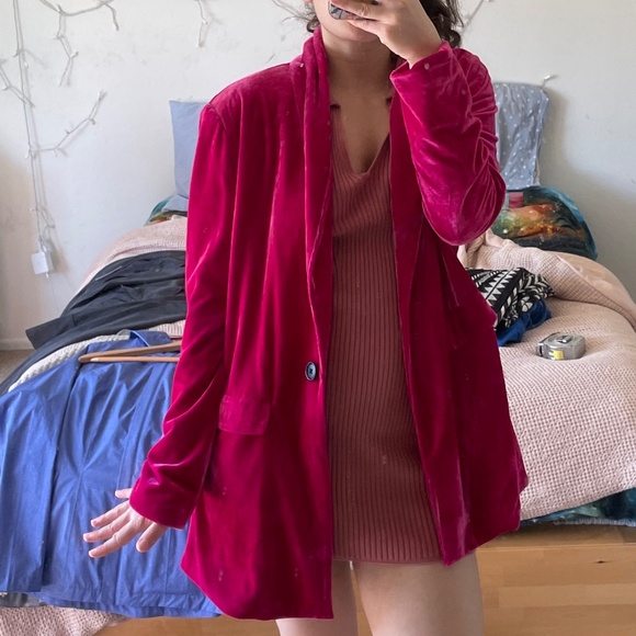Endless Rose Fuchsia Oversized Velvet Blazer Size S (NWOT) - Picture 2 of 16